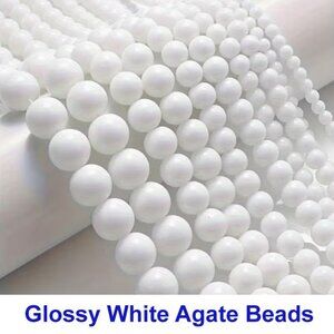 Glossy White Agate Beads